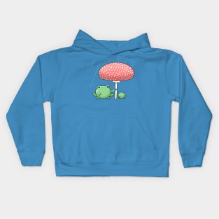 Cute Frog Hiding From The Rain Kids Hoodie